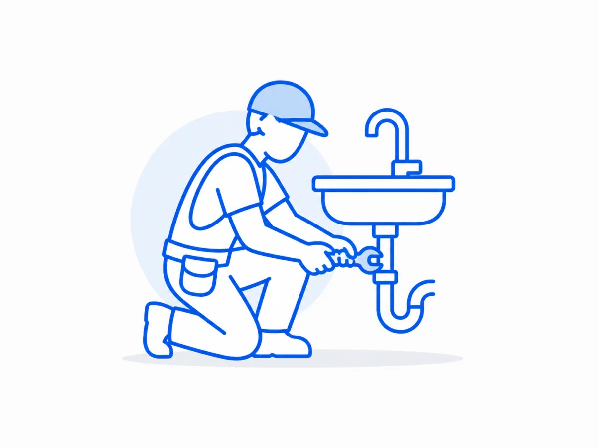 Hydrauliczka naprawiająca instalację pod umywalką